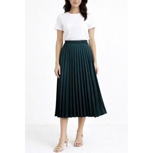 J. Crew Pleated Midi Skirt Green SZ 2